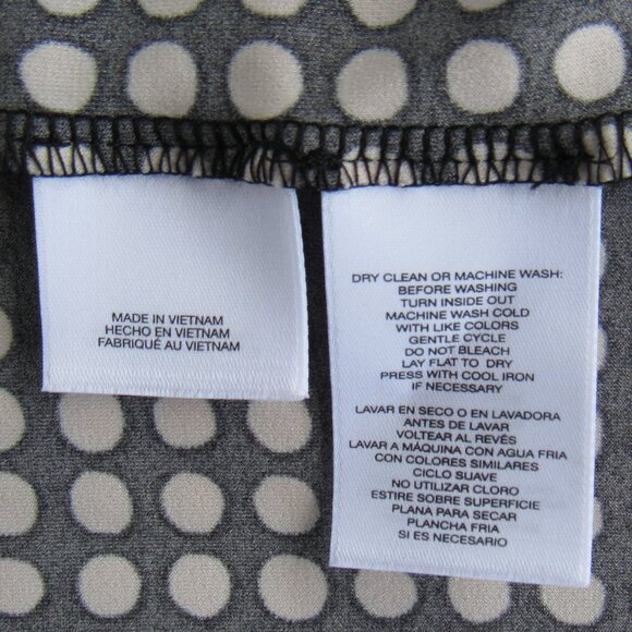 Anne Klein Women's Black/White Sleeveless Pearly Polka Dot Triple Pleat Top Sz L - Picture 6 of 12